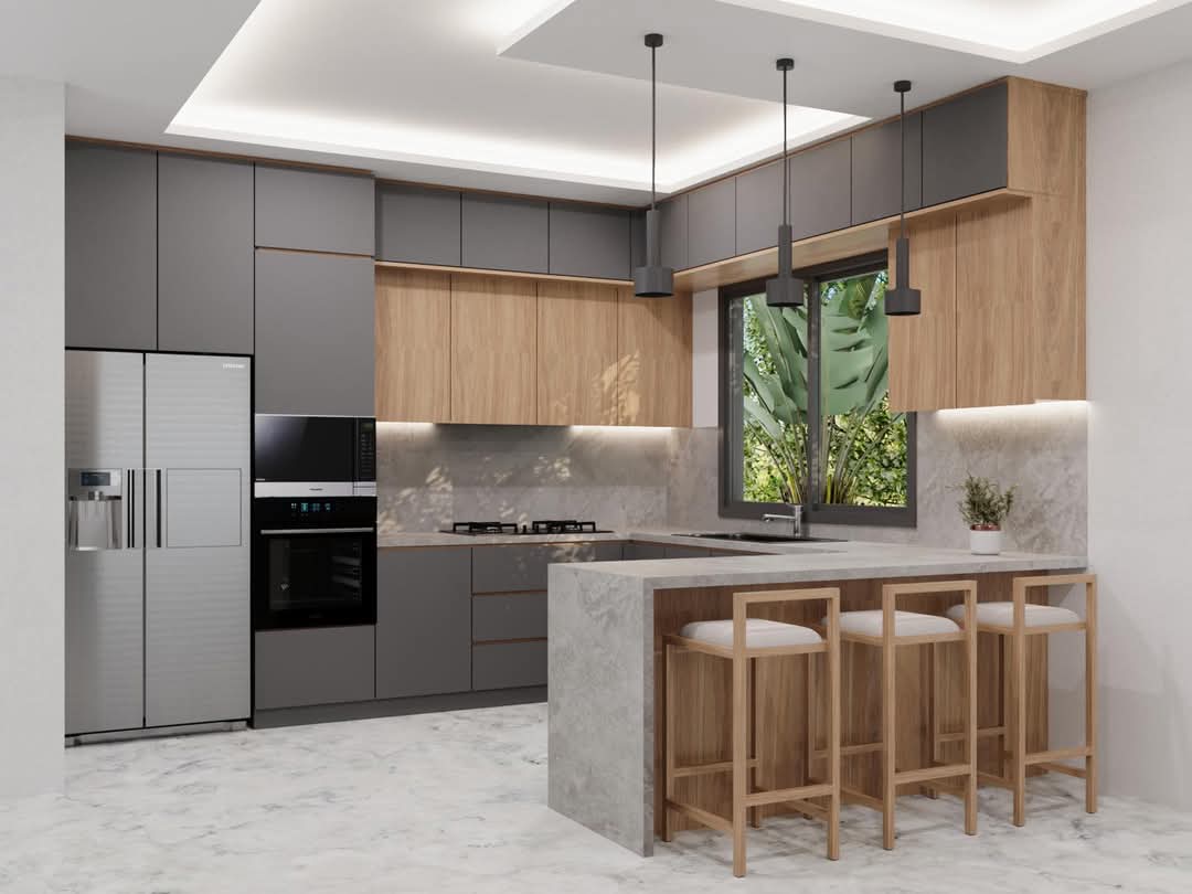 تركيب مطبخ المنيوم بتصميم خشبي بالرياض - مطابخ خبراء الرياض